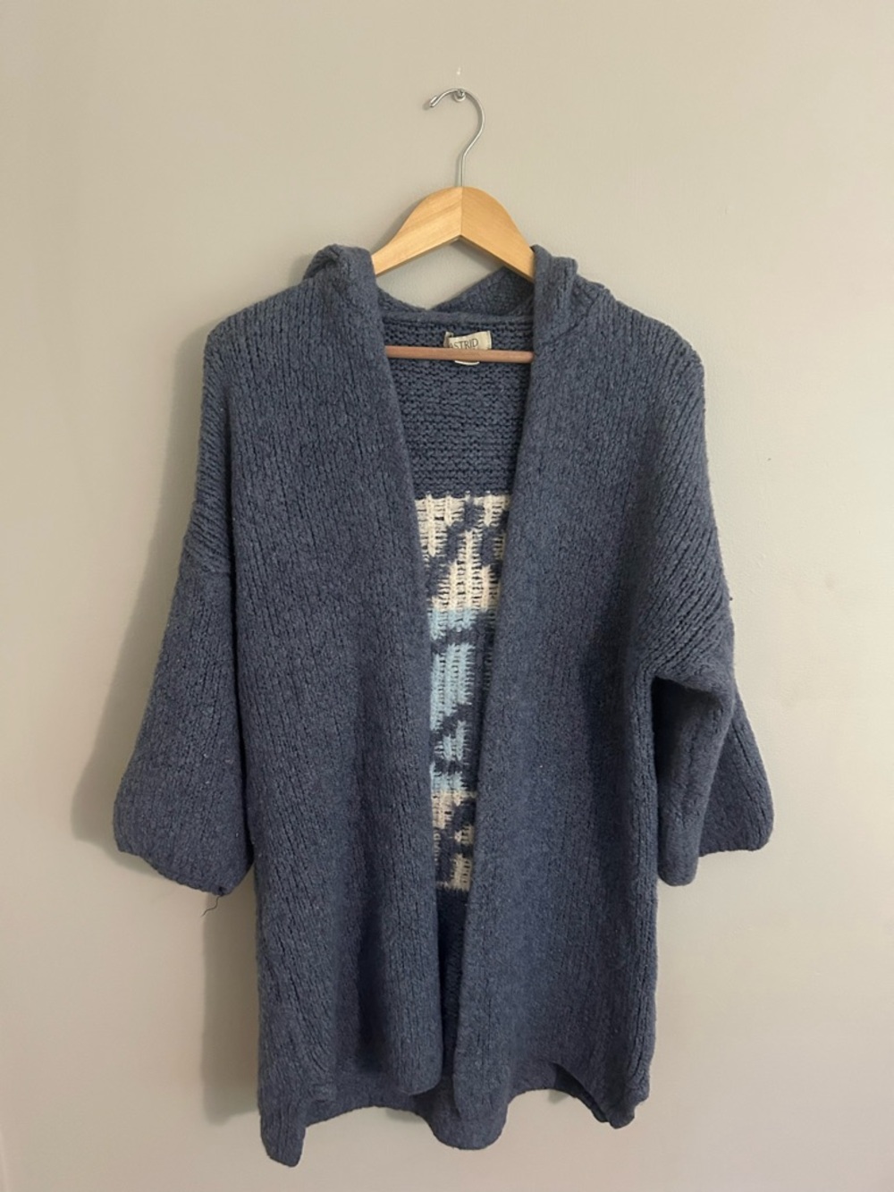 Open-Front Hooded Women's Cardigan Sweater - Dusty Blue